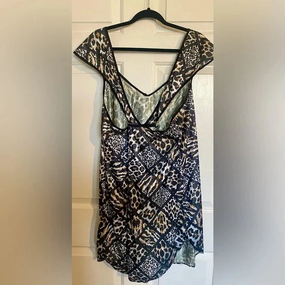 Petra Fashions Animal Print Criss Cross Back Lingerie Dress 2X Plus Size - Picture 2 of 3
